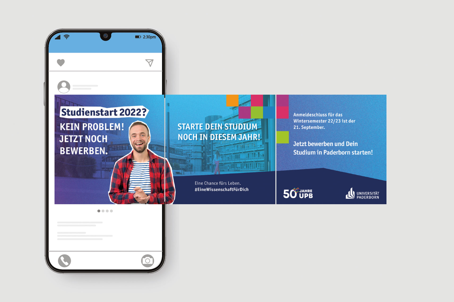 Visualisierung der META-Anzeigen für die Recruiting-Kampagne-der Universität Paderborn