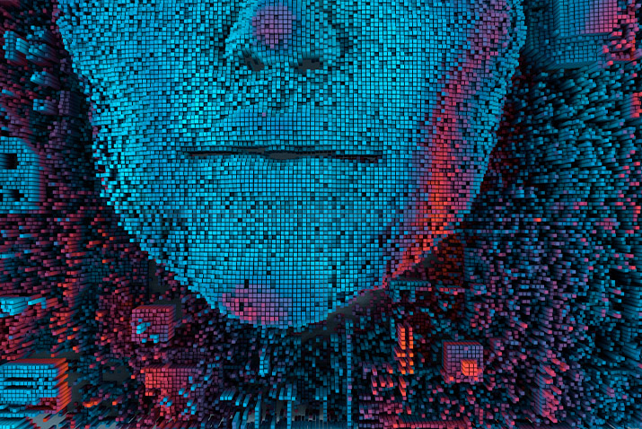 Pixelgrafik von der unteren Hälfte eines menschlichen Kopfes