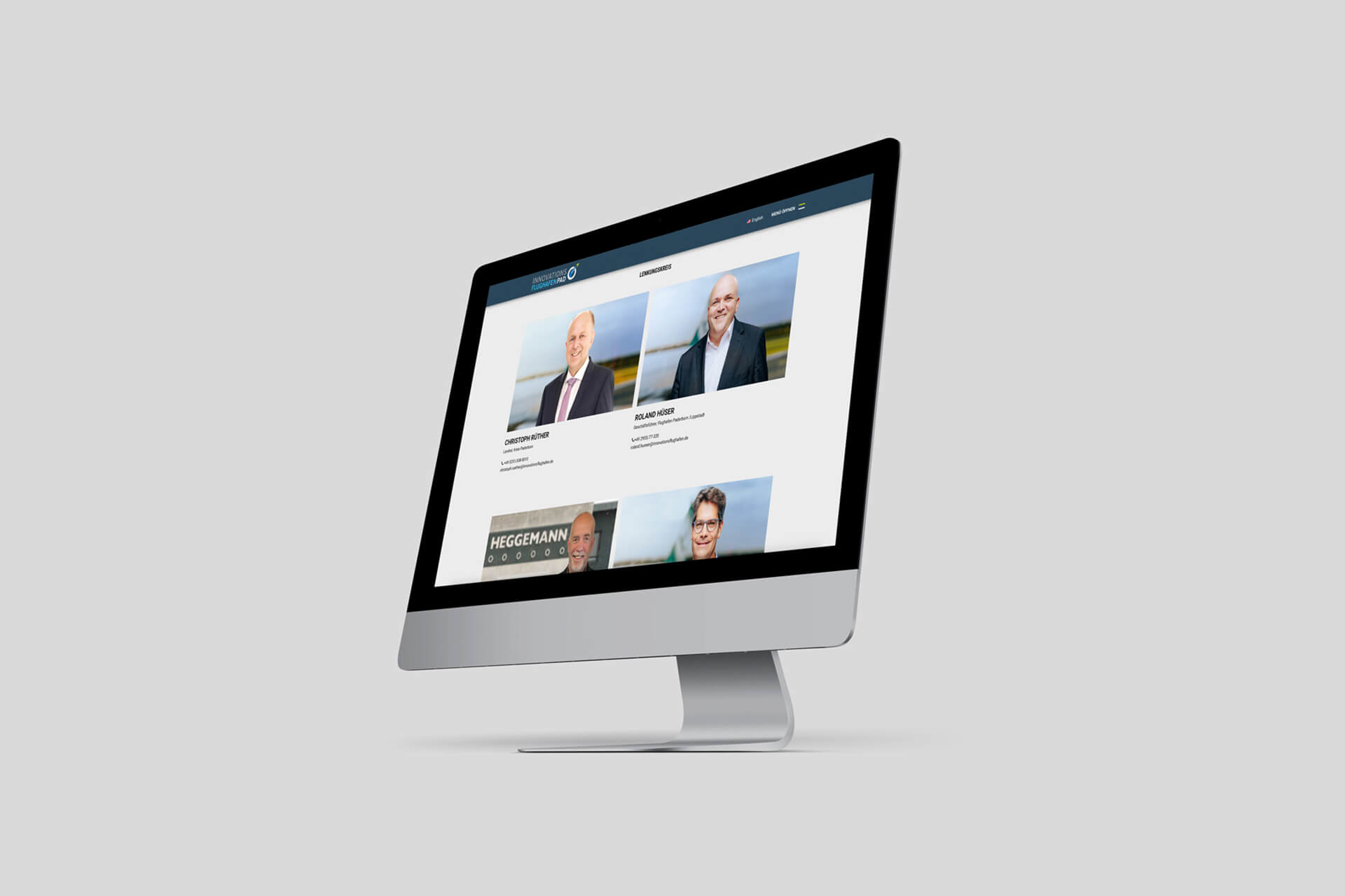 Homepagebild der Website Innovationsflughafen auf einem IMac