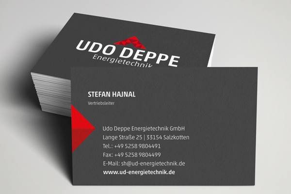 Visitenkarten für die Firma Udo Deppe Energietechnik