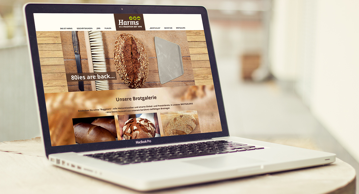 Webseite Design & Programmierung für die Bäckerei Harms