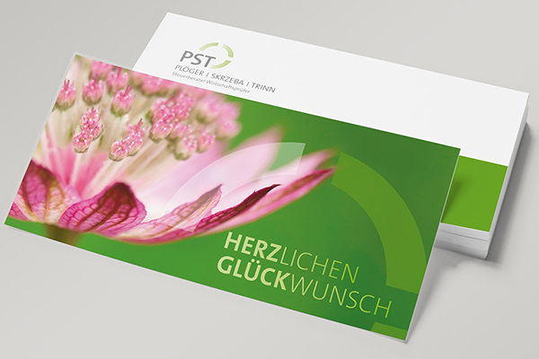 Design Geburtstagskarten für die Firma PST Steuerberater, Wirtschaftsprüfer