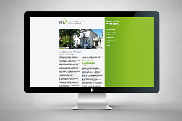 Design & Entwicklung der Desktop-Webseite für die Firma PST Steuerberater, Wirtschaftsprüfer