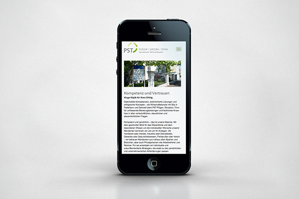 Design & Entwicklung der Mobile-Webseite für die Firma PST Steuerberater, Wirtschaftsprüfer