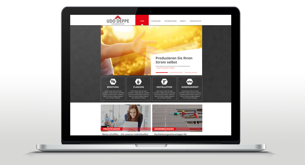 Webdesign & Programmierung für die Firma Udo Deppe Energietechnik